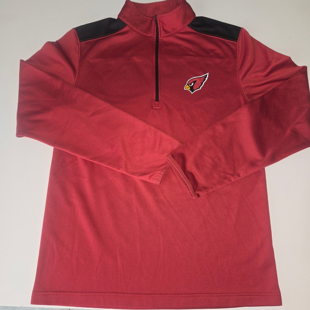 NFL Team Apparel Arizona Cardinals Mens Medium Red Black Quarter Zip Pullover